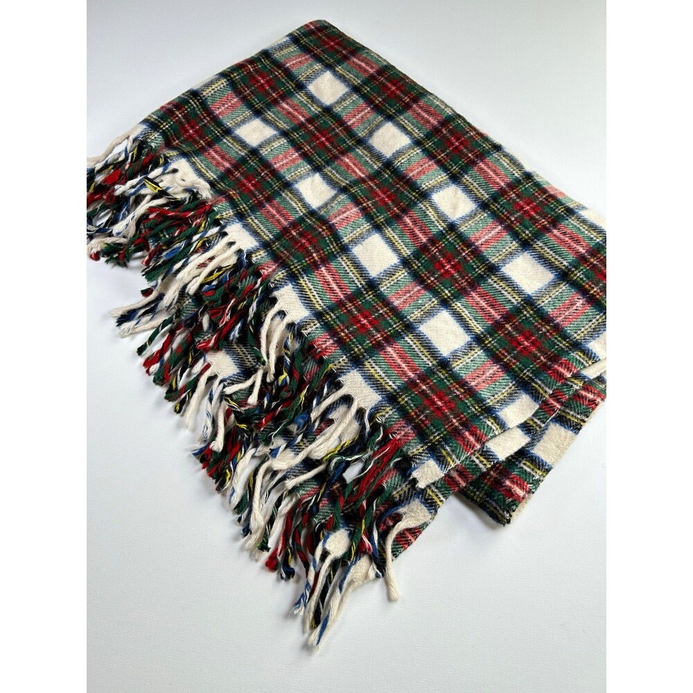 Vintage Coming Home with Lands' End Wool Plaid Tartan Throw Blanket Fringed USA